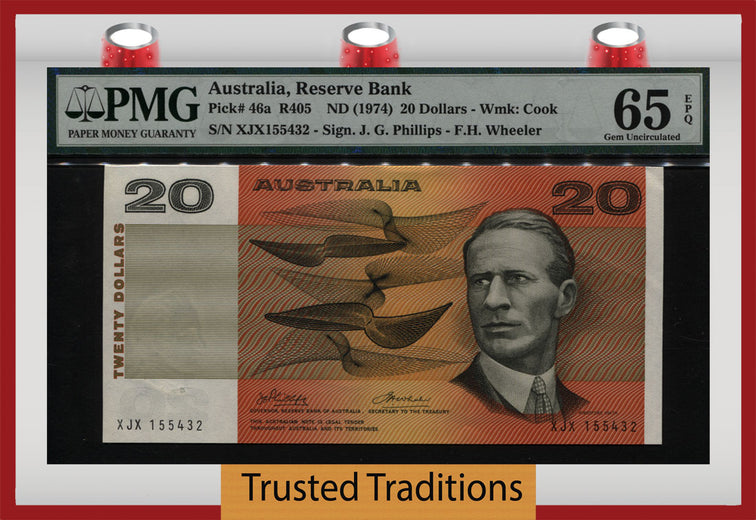 TT PK 0046a 1974 AUSTRALIA 20 DOLLARS PMG 65 EPQ GEM UNC ONLY ONE GRADED FINER