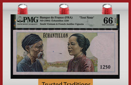 TT 1984 FRANCE OLD MAN AT THE TEMPLE ECHANTILLON 1250 TEST NOTE PMG 66 EPQ GEM