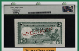 TT PK 009s 1953-58 BRITISH WEST AFRICA 10 SHILLINGS SPECIMEN LCG 67 PPQ SUPERB GEM