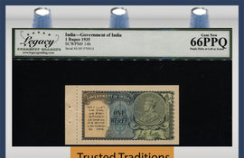 TT PK 014b 1935 INDIA GOVERNMENT OF INDIA 1 RUPEES WATERMARK STAR LCG 66 PPQ GEM