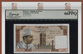 TT PK 54c 1965 MOROCCO 10 DIRHAMS KING MUHAMMAD V LCG 66 PPQ GEM TOP POPULATION