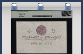 TT PK 11a 1954 SEYCHELLES 5 RUPEES SCARCE AND DESIRABLE ISSUE LCG 67 PPQ SUPERB