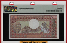 TT PK 2b 1978 GABON 500 FRANCS BOLD COLORS PMG 68 EPQ SUPERB GEM 1 OF 2 SEQUENTIAL