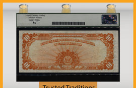 TT FR 1173a 1922 $10 GOLD CERTIFICATE LCG 55 CHOICE AU FACE UP LIKE A GEM!