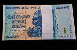 TT PK 91 2008 ZIMBABWE 100 TRILLION TOTAL PACK 100 NOTES  UNCIRCULATED WITH COA