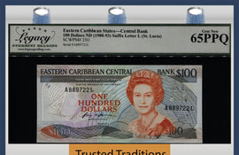 TT PK 25L1 ND (1988-93) EASTERN CARIBBEAN STATES 100 DOLLARS LCG 65 PPQ GEM NEW