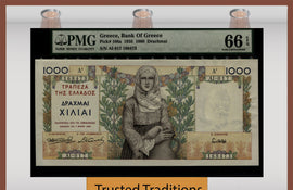 TT PK 106a 1935 GREECE BANK of GRACE 1000 DRACHMAI PMG 66 EPQ GEM UNCIRCULATED