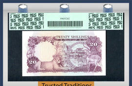 TT PK 0003a 1966 UGANDA 20 SHILLINGS PCGS 68 PPQ 2 OF 2 SEQUENTIAL SERIAL NUMBER