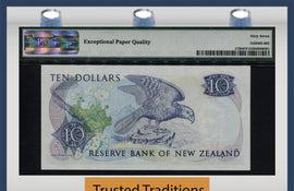TT PK 0172b 1985-89 NEW ZEALAND 10 DOLLARS "QUEEN ELIZABETH II" PMG 67 EPQ SUPERB