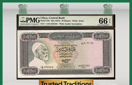TT PK 0037b 1972 LIBYA 10 DINARS PMG 66 EPQ GEM UNCIRCULATED!