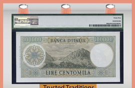 TT PK 0100a 1967 ITALY BANCA D'ITALIA 100000 LIRE "A. MANZONI" PMG 45 CHOICE
