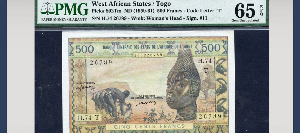 TT PK 0802Tm ND 1959-61 WEST AFRICAN STATES / TOGO 500 FRANCS PMG 65 EPQ GEM UNC