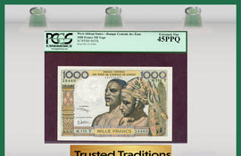 TT PK 0803Tk 1959-65 WEST AFRICAN STATES 1,000 FRANCS PCGS 45 PPQ EXTREMELY FINE