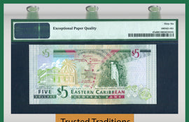 TT PK 0047a 2008 EAST CARIBBEAN STATES $5 "QUEEN ELIZABETH II" PMG 66 EPQ GEM UNC!