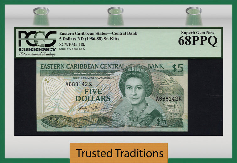TT PK 0018k 1986 EASTERN CARIBBEAN STATES 5 DOLLARS 
