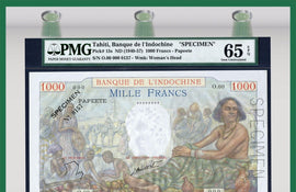 TT PK 0015s ND 1940-57 TAHITI 1000 FRANCS "SPECIMEN" PMG 65 EPQ GEM UNCIRCULATED