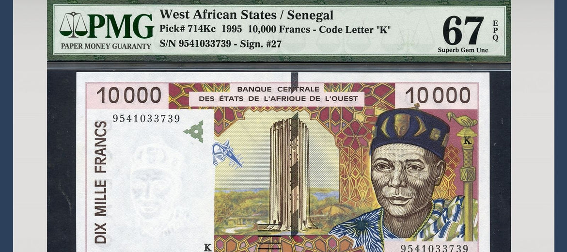 TT PK 0714Kc 1995 WEST AFRICAN STATES/SENEGAL 10,000 FRANCS PMG 67 EPQ SUPERB GEM