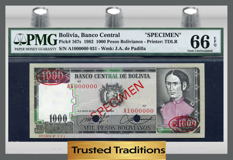 TT PK 0167s 1982 BOLIVIA 1,000 PESOS BOLIVIANOS 