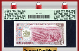 TT PK 0145 1971 CHILE BANCO CENTRAL 500 ESCUDOS "D. DIEGO PORTALES" PCGS 66 PPQ