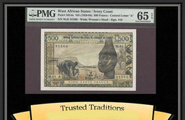 TT PK 0102Ak 1959-64 WEST AFRICAN STATES 500 FRANCS PMG 65 EPQ GEM UNCIRCULATED