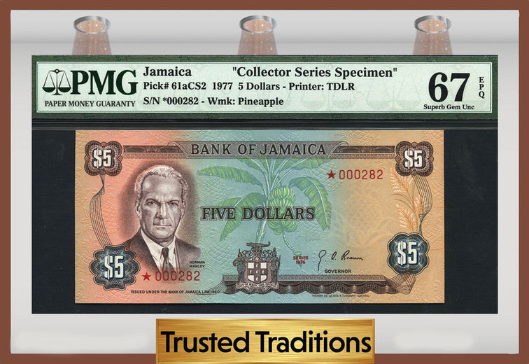 TT PK 0061aCS2 1977 JAMAICA 5 DOLLARS 