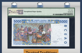 TT PK 0213Bc 1994 WEST AFRICAN STATES 5000 FRANCS PMG 68 EPQ ONLY GEM & CERTIFIED