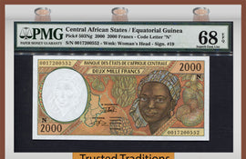 TT PK 0503Ng 2000 CENTRAL AFRICAN STATES EQUATORIAL GUINEA 2000 FRANCS PMG 68 EPQ