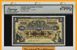 TT PK 324b 1956-64 SCOTLAND ROYAL BANK 1 POUND LCG 67Q SUPERB NONE FINER KNOWN!