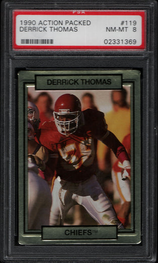 TT 1990 ACTION PACKED DERRICK THOMAS 119 PSA NM- MT 8 PRO FOOTBALL HALL OF FAME