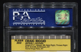 TT 1989 FLEER CRAIG BIGGIO CATCHER BEST PLAYER HOUSTON ASTROS PSA # 353 MT 8
