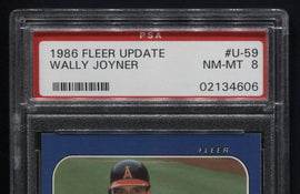 TT 1986 FLEER UPDATE WALLY JOYNER ANGELS ROOKIE FIRST BASE PSA # U-59 NM-MINT 8
