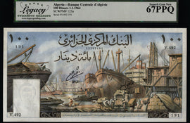 TT PK 125a 1964 ALGERIA 100 DINARS EXTRAORDINARY NOTE LCG 67 PPQ SUPERB GEM NEW