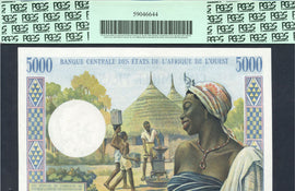 TT PK 204Bl 1970s WEST AFRICAN STATES BENIN 5000 FRANCS PCGS 65 PPQ GEM NEW!