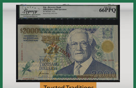 TT PK 103s 2000 FIJI 2000 DOLLARS AMAZING OVERSIZE SPECIMEN LCG 66 PPQ GEM NEW!