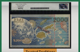 TT PK 103s 2000 FIJI 2000 DOLLARS AMAZING OVERSIZE SPECIMEN LCG 66 PPQ GEM NEW!