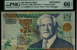 TT PK 103s 2000 FIJI 2000 DOLLARS AMAZING OVERSIZE SPECIMEN PMG 66 EPQ GEM UNC.