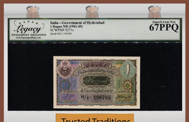 TT PK S271c 1941-45 INDIA 1 RUPEES SCARCE NOTE LCG 67 PPQ SUPERB FINEST KNOWN!