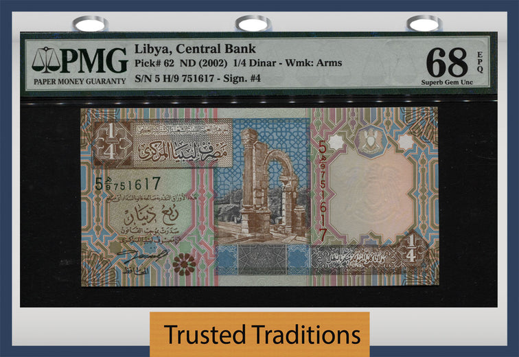 TT PK 0062 ND (2002) LIBYA 1/4 DINAR 