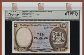 TT PK 338a 1972-81 SCOTLAND ROYAL BANK OF SCOTLAND 10 POUNDS LCG 67 PPQ SUPERB