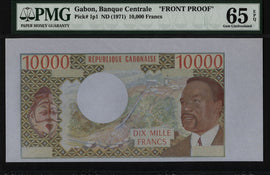 TT PK 1p1 ND (1971) GABON 10000 FRANCS FRONT PROOF PMG 65 EPQ GEM UNC POP 2!