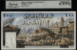 TT PK 125a 1964 ALGERIA 100 DINARS EXTRAORDINARY NOTE LCG 67 PPQ SUPERB GEM NEW