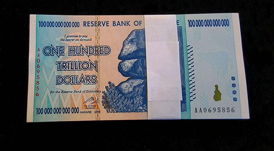 TT PK 91 2008 ZIMBABWE 100 TRILLION TOTAL PACK 100 NOTES  UNCIRCULATED WITH COA
