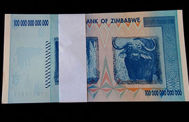 TT PK 91 2008 ZIMBABWE 100 TRILLION TOTAL PACK 100 NOTES  UNCIRCULATED WITH COA